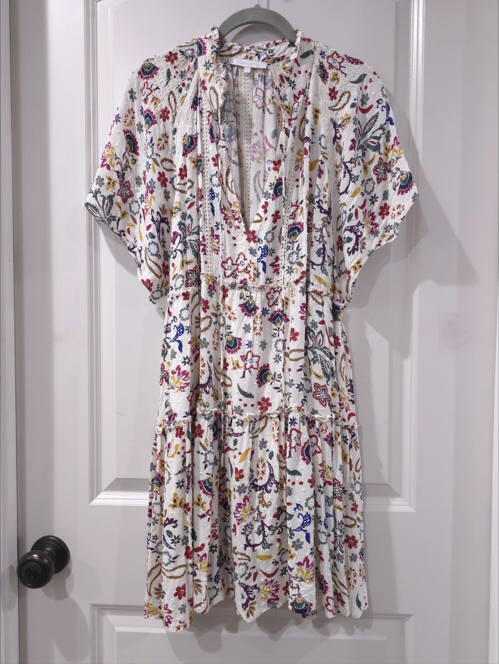 OLIVACEOUS Boho Tiered Floral Mini Dress | Effortless Festival & Resort Style, L - Picture 2 of 16